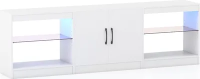 Zdjęcie produktu dla Stojak pod telewizor 3 w 1 z oświetleniem LED, regulowanymi półkami, maks. 85 cali