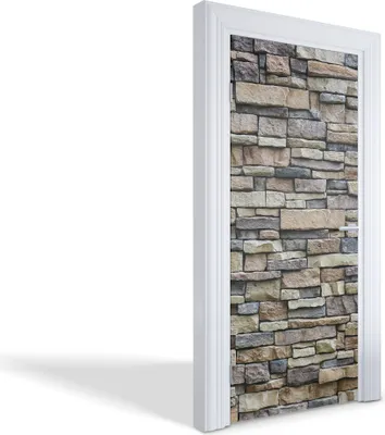 Produktbild von Türdeko Aufkleber Selbstklebende Wandsticker Personalisiert - Steinmauer - 95 x 205 cm