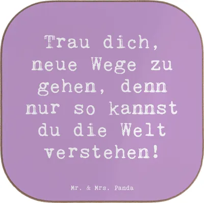 Produktbild von Mr. & Mrs. Panda Holzuntersetzer Spruch Unbekannte Orte erkunden - Lavendeltraum - Geschenk, gläseruntersetzer, Welterkundung, Lebensfreude, neue Erfahrungen, Mut, Trost