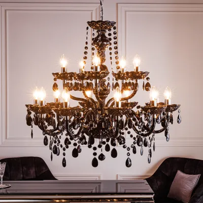 Produktbild von riess-ambiente Design Kronleuchter BLACK CRYSTAL XL 80cm schwarz Acryl 15-armig Lüster Hängeleuchte Hängelampe