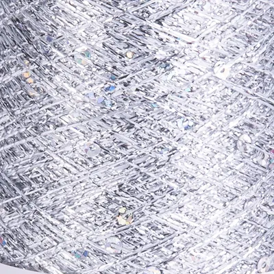 Produktbild von YarnArt Paillettes Garn mit Pailletten, Metallic-Grau/Silber, 800m/50g, Super Lace