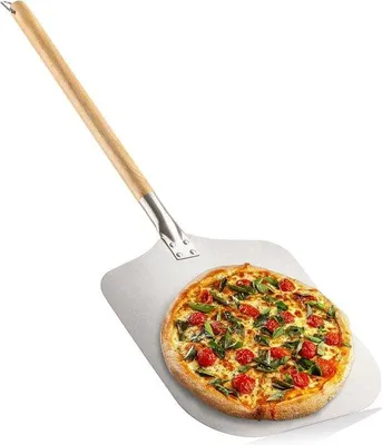 Produktbild von Famanu Pizzaschaufel aus Edelstahl 430 mit abnehmbarem Griff - silber-schwarz