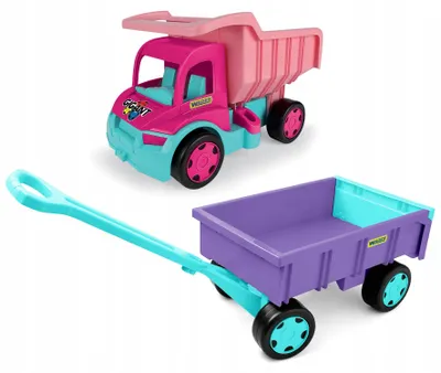 Produktbild von WADER Gigant Kipp-Anhänger-Set Rosa Lila Spielzeug