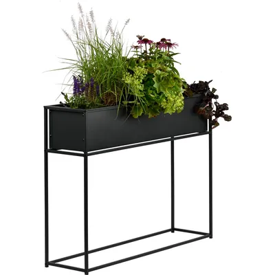 Produktbild von dobar Kräuterbeet aus Metall Blumenkasten Pflanzkasten Gr. M auf Stelzen in Anthrazit