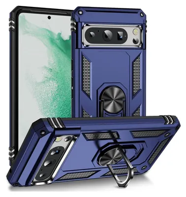Produktbild von Conie Outdoor Schutzhülle für Google Pixel 8 Pro Tasche Silikon Hard Case Cover Hülle mit Halter Ständer in Blau