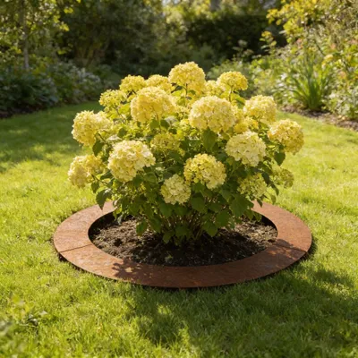 Immagine prodotto di Anello protettivo in metallo per alberi e arbusti, bordatura per prato – Robusta protezione per alberi in acciaio, delimitatore per prato, bordura decorativa per aiuole (60 cm, aspetto arrugginito)