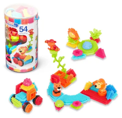 Obrázok produktu pre Stavebné kocky Bristle Blocks Džungľa – 54 kusov – detský vedierko