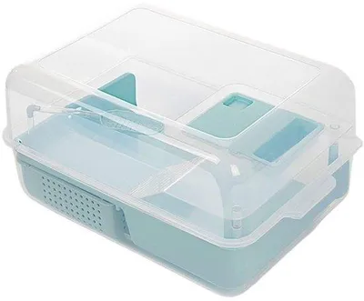 Produktbild von Schildkrötenbecken mit Sonneneinstrahlungsplattform und Futterbox – Blau