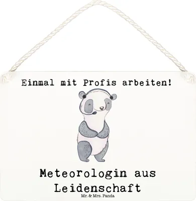 Produktbild von Mr. & Mrs. Panda Schild Meteorologin Leidenschaft DIN A6 - Weiß - Geschenk, Wandbild Holz, Deko, Türschild, kleine aufmerksamkeit, wandtafel