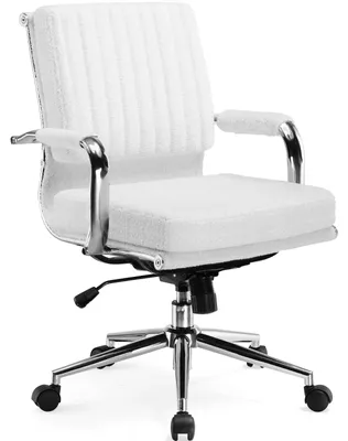 Image de Chaise de bureau, design ergonomique, réglable en hauteur, blanche (Teddy)