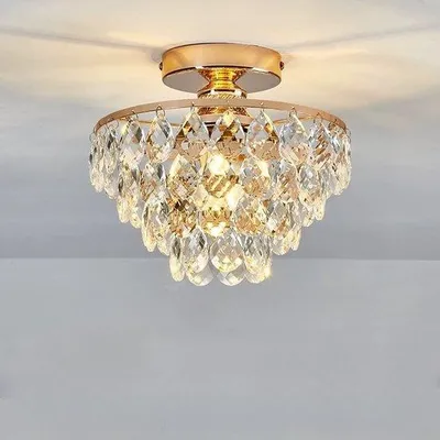 Image de Lustre en cristal, plafonnier minimaliste, doré, salon, chambre, entrée