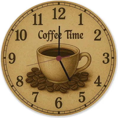 Produktbild von Coffee Time Wanduhr aus Alu Kaffee Vintage Sepia