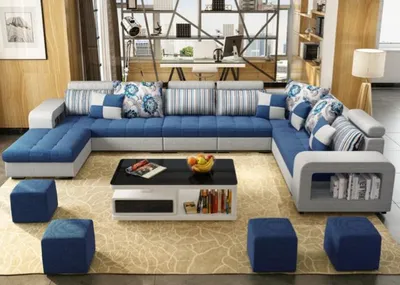 Produktbild von Ecksofa U-form Luxus Textil Polster Modern Relax Sitz Möbel Wohnlandschaft Möbel