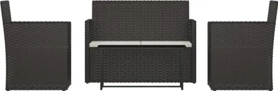 Obrázok produktu pre vidaXL 4-dielna záhradná obývacia súprava s vankúšmi Poly Rattan Black