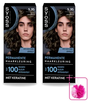 Zdjęcie produktu dla 2 opakowania farby do włosów SYOSS Permanent Coloration 5-95 – Chłodny jasny brąz – Opakowanie ekonomiczne – 2 sztuki