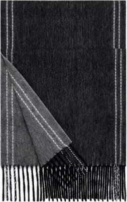 Produktbild von Wollschal 195 x 35 cm - Wendbar, schwarz/grau mit Quasten