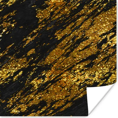 Produktbild von MuchoWow® Poster Marmor - Gold - Schwarz 30x30 cm - Wandposter - Printing