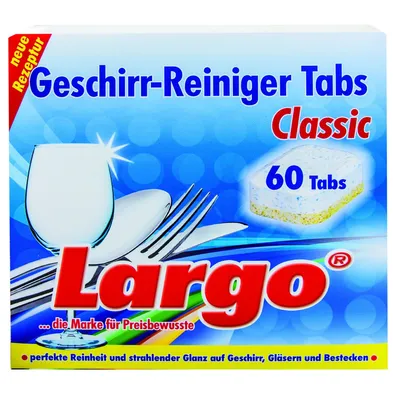 Produktbild von Largo Geschirr Reinigertabs Classic 60 Tabs à 18 g (1080 g) / Geschirrspülmaschinentabs / Spültabs / Spülmaschinentabs