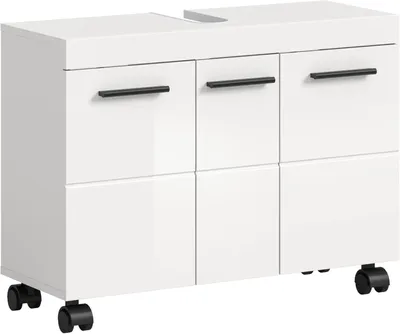 Produktbild von xonox Unterschrank für Waschtisch, Modell Nova, auf Rollen, 80 x 58 x 30 cm, weiß, Hochglanz