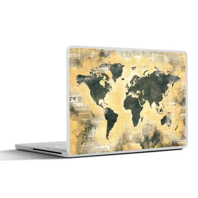Produktbild von MuchoWow® Laptop Aufkleber Sticker Cover Weltkarte - Gold - Zeitungen 30x22 cm - Laptop-Sticker