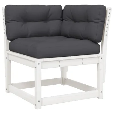 Produktbild von vidaXL Garten-Ecksofa mit Kissen Weiß 73x73x78 cm Massivholz Kiefer
