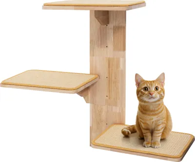Produktbild von Navaris Katzen Kletterwand - Wandmontierte Katzenleiter mit 3 Plattformen und Sisalmatten - Vielseitige Kletterwand Katzen - Stilvolle Katzentreppe
