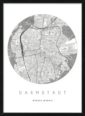 Produktbild von Gerahmtes Bild Darmstadt Landkarte 53x73 cm