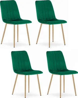 Obrázok produktu pre Kreslo ORSARA, tmavo zelené, potiahnuté zamatom, kovové nohy, rozmery 43x90x51 cm, do 110 kg, sada 4 kusov, do obývačky, jedálne