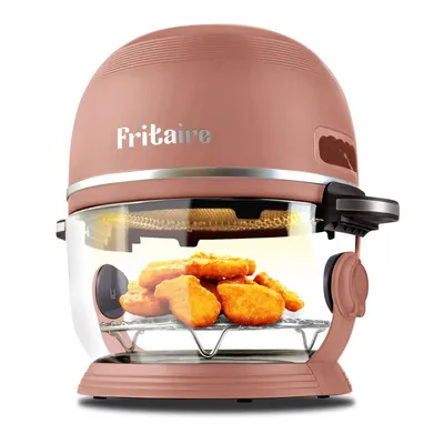 Image de FRITAIRE - LA FRITEUSE À AIR CHAUD NON TOXIQUE ET AUTONETTOYANTE avec un bol en verre de 4,8 L avec tamis à 360º, autonettoyante et sans BPA mauve