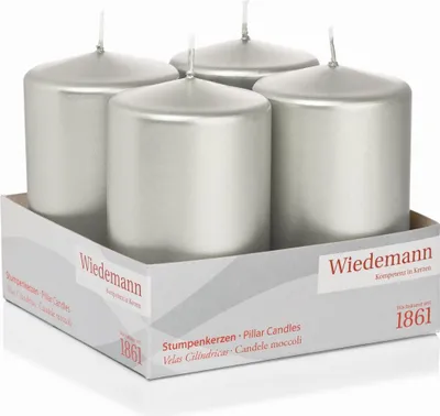 Produktbild von INNA-Glas Adventskerzen JENARO, 4 Stück, silber, 10 cm, Ø6 cm, 33h -  Germany - Weihnachtskerzen