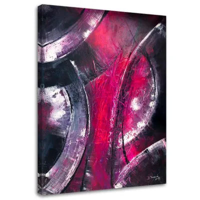 Immagine prodotto di Quadro su tela cerchi argentati astratto 70x100 cm Feeby rosa quadro da parete pronto per essere appeso