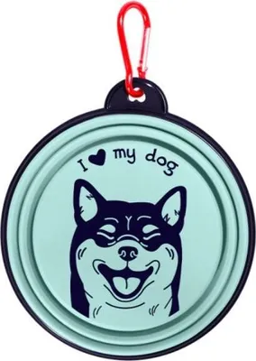 Obrázek produktu pro Be-Happy Gifts – Silikonová miska pro psy „I Love My Dog“ – skládací, cestovní