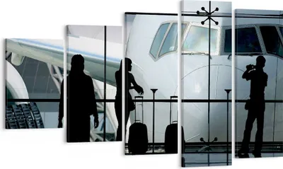 Produktbild von Bild auf Leinwand - Leinwandbild - Flugzeug Flughafen Passagiere - 100x60cm - Wand Bild - Wanddeko - Leinwanddruck - Bilder - Kunstdruck - Wanddekoration - Leinwand bilder - Wandkunst - EG100x60-0130