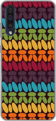 Produktbild von MuchoWow® Handyhülle Schutzhülle Hülle für Telefoonhoesje Samsung Galaxy A30s Häkelmuster - Retro - Regenbogen Silikon Softcase Handy Hülle - Karteninhaber