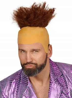 Produktbild von Glatzenkappe mit Haarbüschel - Faschingsperücke