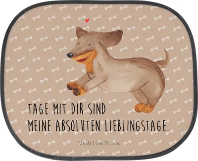 Produktbild von Mr. & Mrs. Panda Sonnenschutz Auto Hund Dackel - Hundeglück - Geschenk, Sonnenblende, Hitzeschutz, Autoscheibe, Dachshund, Süß, pkw, Sprüche, für Autoscheiben, Herz