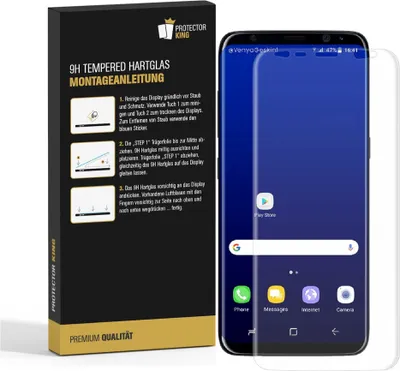 Produktbild von 1x 9H Hartglas für Samsung Galaxy S8 Plus FULL CURVED Schutzglas Schutzfolie KLAR Panzerglas Panzerfolie Displayglas Tempered Glasfolie Sicherheitsglas Echtglas