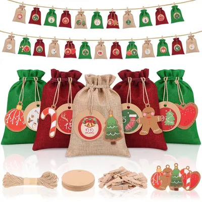 Adventskalenderbeutel 24 Stück 18x13 cm zum Befüllen DIY