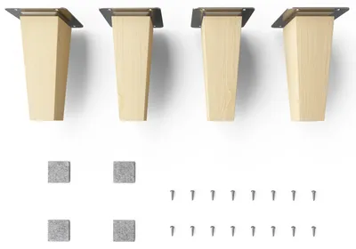 Produktbild von 4x sossai Holzfüße eckig - gerade Ausführung 12cm Buche Naturbelassen