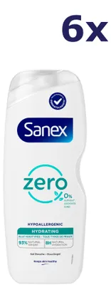 Productafbeelding van 6x Sanex Douchegel - 600ml - zero - hypoallergenic hydrating