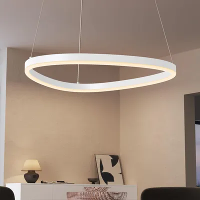 Produktbild von doporro Pendelleuchte Esstisch 50cm, 16W LED Hängeleuchte, Höhenverstellbare Hängelampe Esstisch, Esszimmerlampe in Weiß Alivetta7287