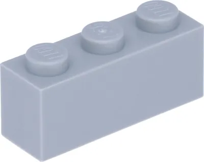 A single light gray LEGO brick with three studs on top.