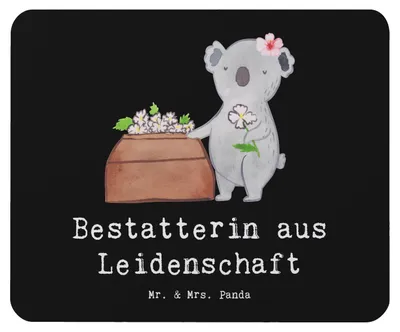 Produktbild von Mr. & Mrs. Panda Mauspad Bestatterin Leidenschaft - Schwarz - Geschenk, laptop, Mousepad, Mouse Pad, mousematte