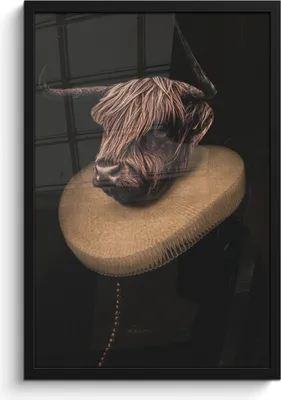 Produktbild von MuchoWow® MuchoWow® Gerahmtes Poster Alte Meister - Tiere - Schottisches Hochlandrind 40x60 cm - Poster mit zchwarzem Bilderrahmen - Papierdruck - Wandbilder