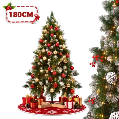 Immagine prodotto di ALBERO DI NATALE ARTIFICIALE LILIIN, 180 cm, bianco con neve artificiale e decorazioni a forma di pigna, illuminazione LED, struttura in PVC per un montaggio rapido, include supporto per albero (1,8 m, verde)