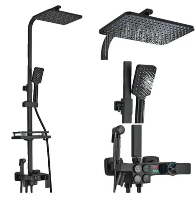 Produktbild von Badezimmerarmatur, LCD-Thermostatmischer, Wandmontage