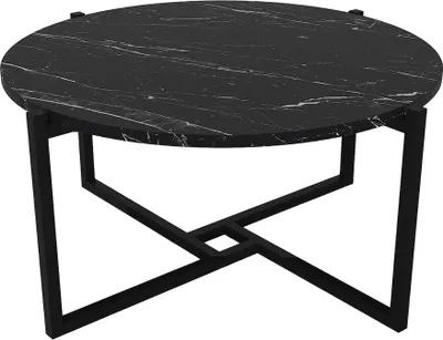 Produktbild von Runder Couchtisch Noce mit Metallfüßen in schwarzer Marmoroptik, 9444