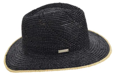 Seeberger Raffia Crochet Stroh-Traveller in schwarz