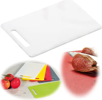 Produktbild von LS-LebenStil Schneidebrett Griffbrett 34cm Weiß PE Kunststoff Küchenbrett Tranchierbrett Servierbrett Brotschneidebrett Vesperbrett