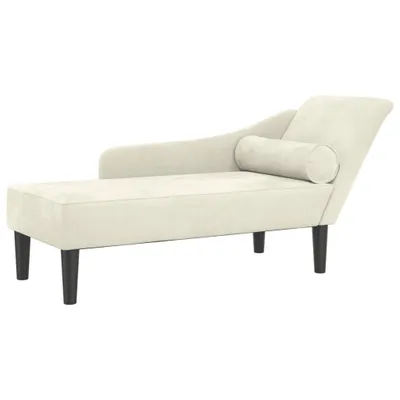 Image de Chaise longue avec coussins crème velours